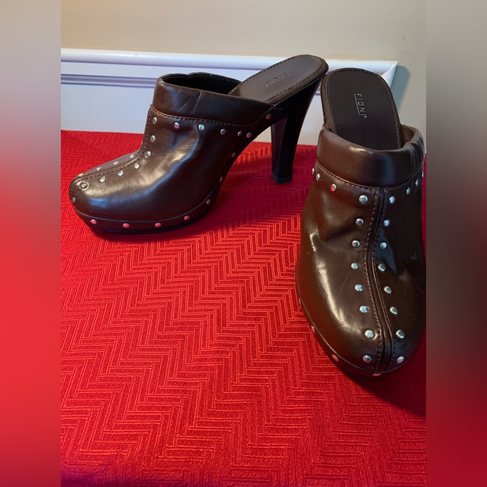 Clogs Women- Brown & Gold-Studded Clogs by Fioni Size: 9 Man Made Material!